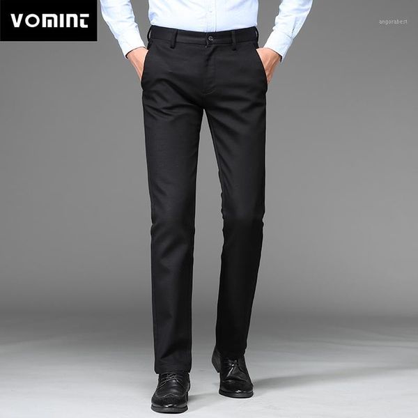 

2018 new mens suit pants regular straight fit anti-wrinkle cotton elasticity long trousers business casual pants blue khaki male1, Black
