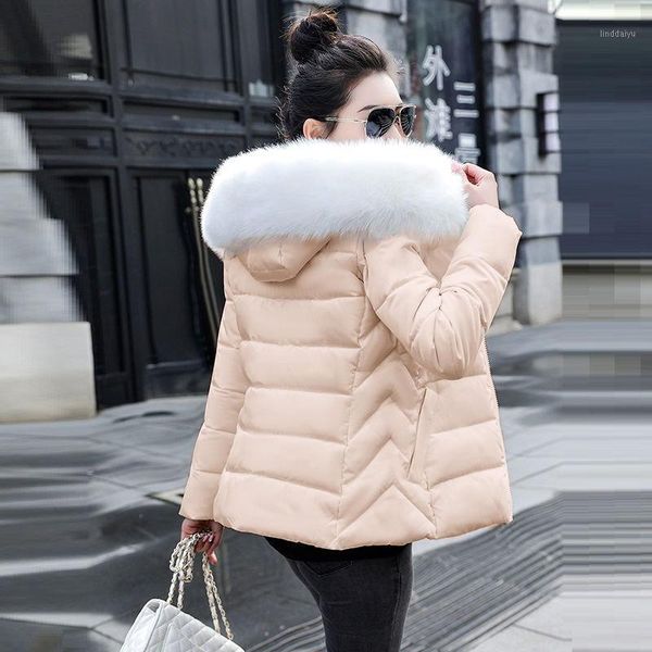 

winter women jacket 2021 winter warm padded outwear short women's coats new slim hooded jackets women parkas1, Black