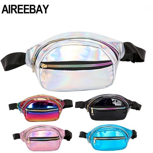 

aireebay women waist bag new waterproof chest handbag silver fanny pack ladies pink waist pack belly bags purse1