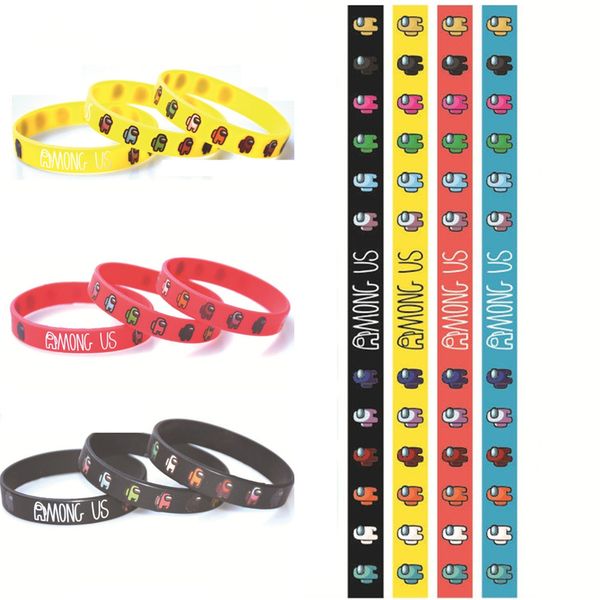 

game among us silicone bracelet rubber trend character model pattern space werewolf kill anime figure party toy gift h12003, Red;brown