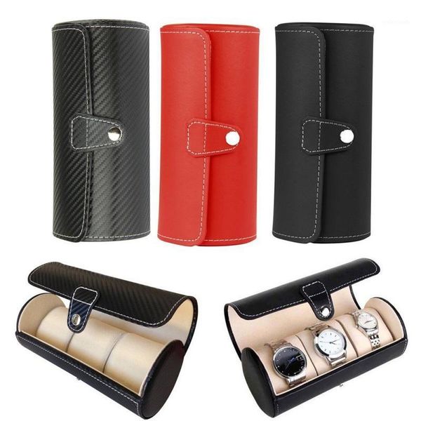 Uhrenboxen Hüllen Luxus Display Geschenkbox Case Roll 3 Slot Armbanduhr Halskette Armband Schmuck PU Leder Aufbewahrung Reisetasche1