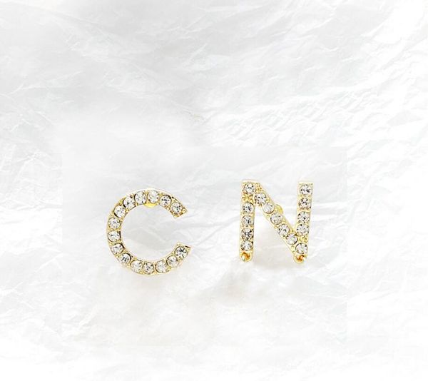 

new full rhinestone/full pearl letter tassel earrings for women fashion asymmetric stud earring jewelry gifts, Golden;silver