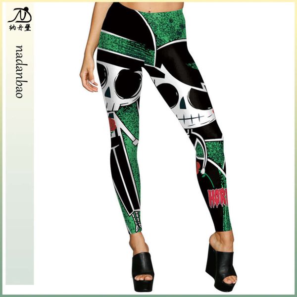 

halloween digital print leggings women's 2020 dance party underpants, Black