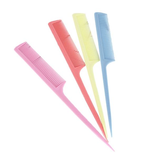 

20.5cm women portable plastic rat tail hair comb fine tooth long handle brush solid color cosmetic hairdresser makeup styling f jllkql