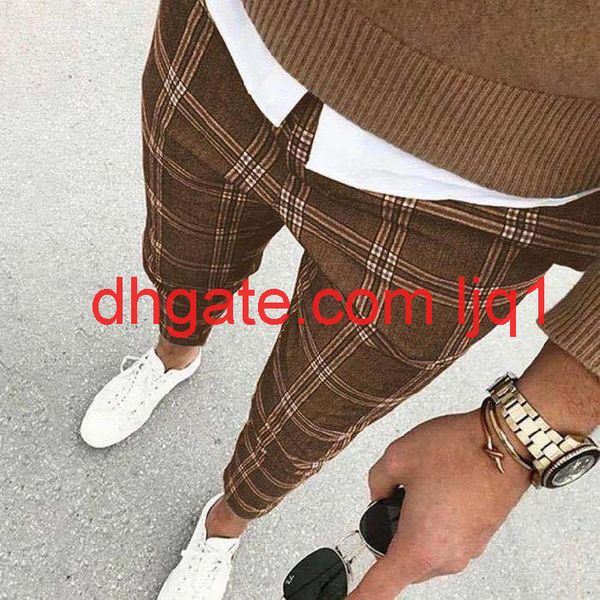 

2020 men's plaid men's casual pants, Black