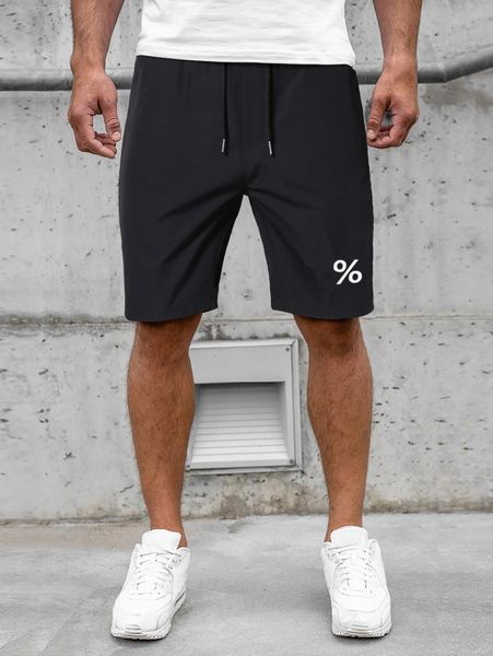 

men mark print drawstring waist shorts d1kc#, Black