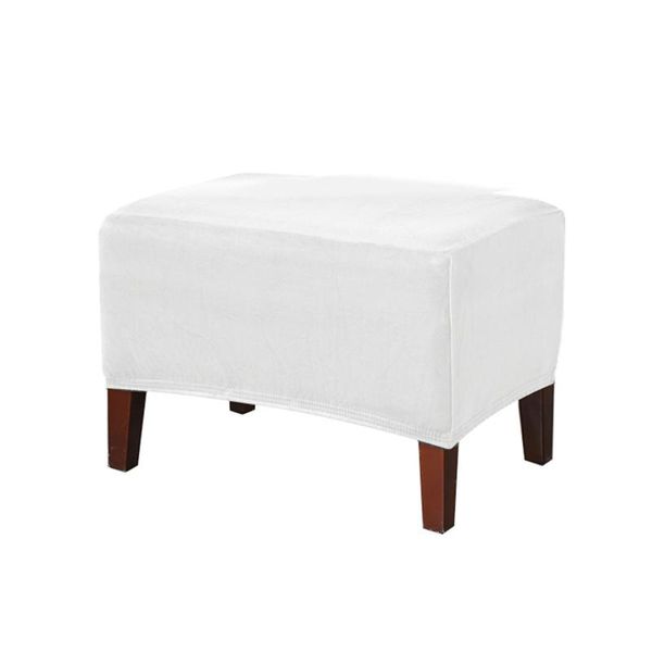 

solid living room footstool slipcover foot rest ottoman cover soft elastic rectangle stretch dirt resistant furniture protector