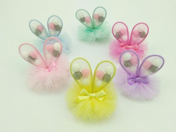 

boutique 12pcs fashion cute pom pom ears hairpins solid kawaii lace flower bow animal ears hair clips princess headwear1, Slivery;white