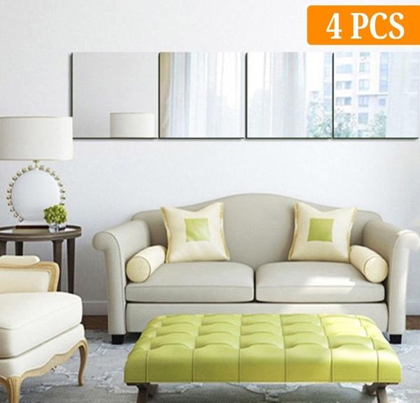 

4pcs decorative self adhesive 3d tile wall mosaic mirror effect room square diy home decor stickers 30x30cm y200103 bbyrtym yh_pack