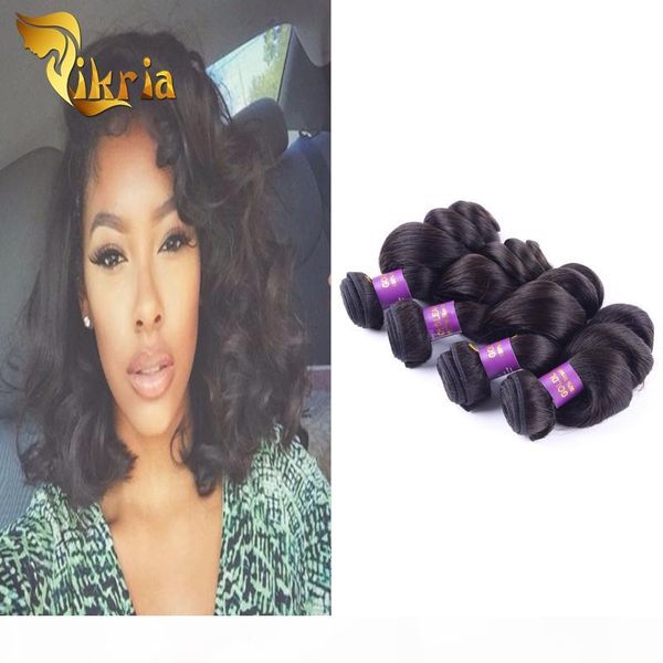 

unprocessed brazilian loose wave indian malaysian peruvian hair weft human hair 4 bundles hair extensions dyeable weaves, Black