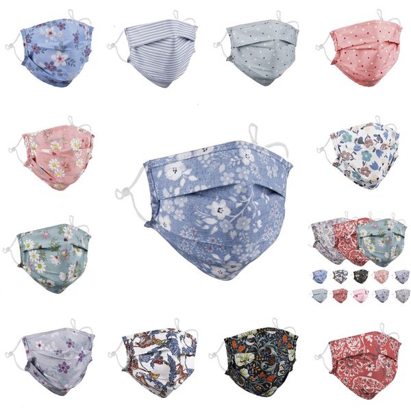 

mask men women dustproof smog pm2.5 fashion face masks protection boys girls cotton printed chrysanthemum facemask on929
