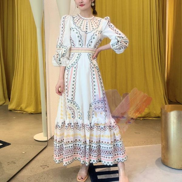 

ewq] 2021 spring new color pattern embroidery high waist long sleeve dresses women elegant korea modern lady prom night dress, Black;gray