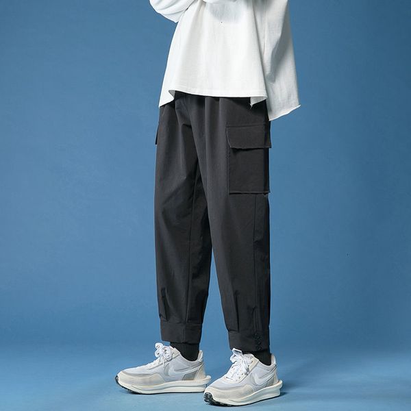 

2021 male trousers spring new fall down straight leg tights tightly knit overalls m-5xl youth men's clothing 3sgn, Black