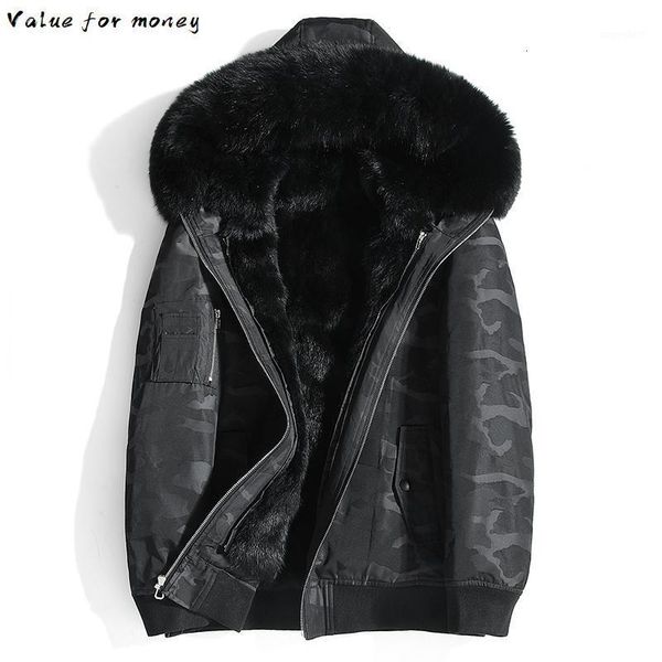 

fur coat winter jacket men short parka real fur coat real collar warm parka veste cuir homme 19885 yy13601, Black