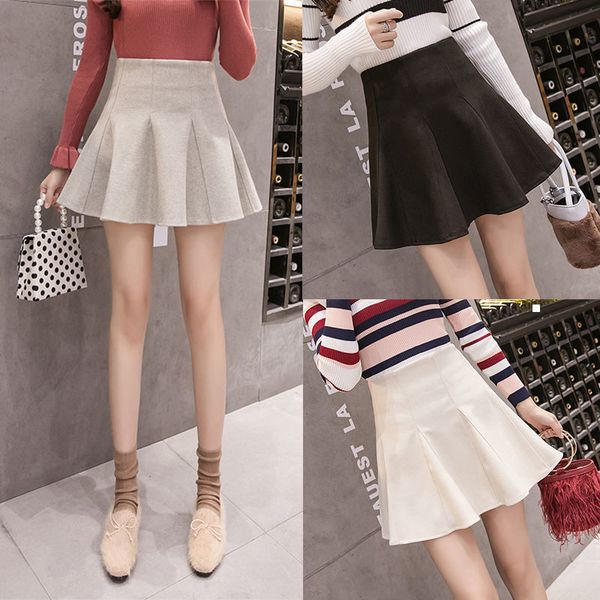 

new 2021 autumn wool high apricot/black japanese skirt y378 gyum 261y