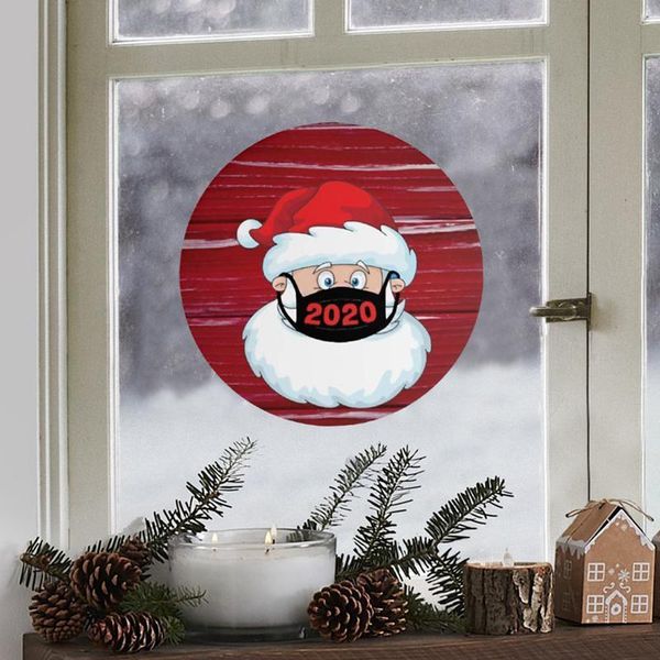

21*21cm lovely christmas sticker creative cartoon round show window glass xmas santa claus atmosphere stickers dhf2735