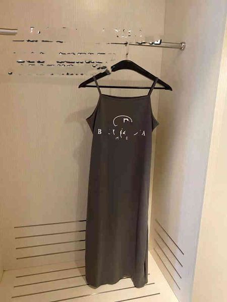 

2022 factory wholesale new summer ba + women's printed high split suspender dress casual fashion, Black;gray