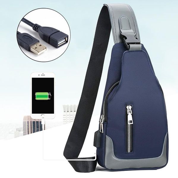 

waist bags messenger bag travel shoulder oxford cloth chest large capacity headphone plug crossbody pack usb charging g173