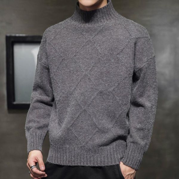 

isurvivor 2020 new korean style sweater trend knit sweater men's half high neck men's long-sleeved bottoming shirt, White;black