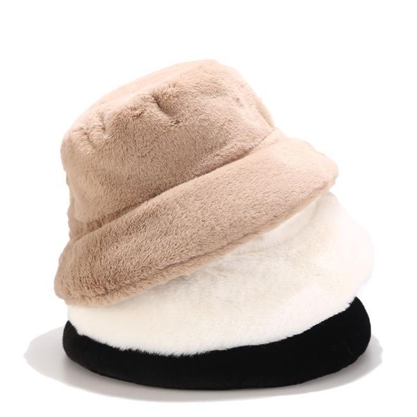 

vintage faux fur winter bucket hats thick warm outdoor travel fisherman hat, Blue;gray