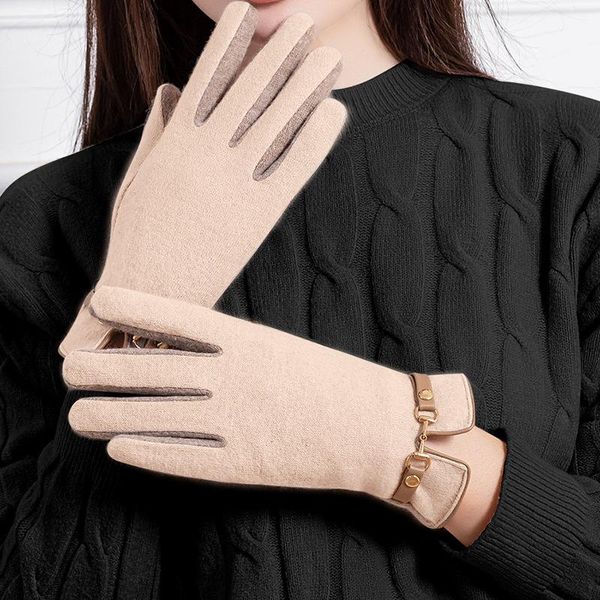 

five fingers gloves women' fashionable touch screen cashmere, Blue;gray