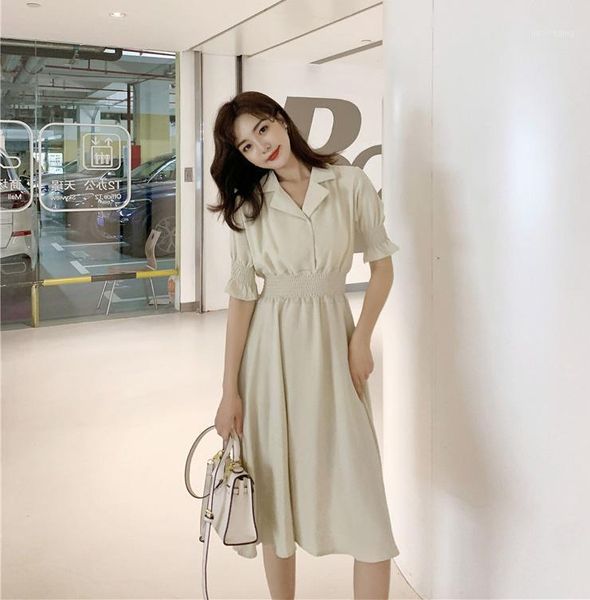 

2019 women summer casual elastic waist dress short sleeve sundress1, Black;gray