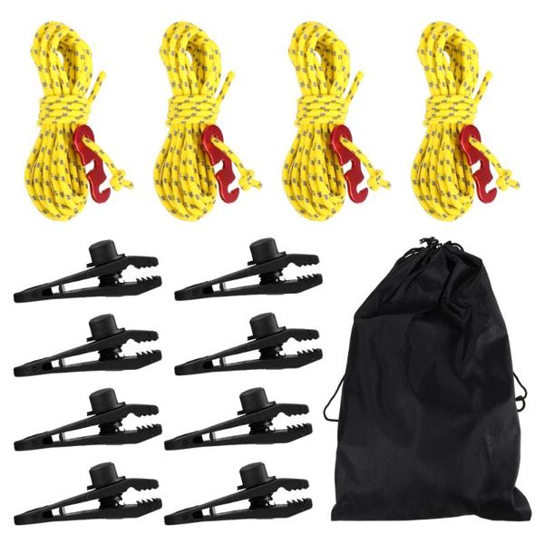 

4pcs camping hiking tent reflective guy lines with storage bag and 10pcs clips