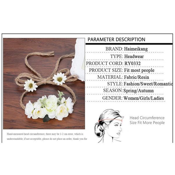 

haimeikang wedding flower headband vine garland hemp rope headbands fairy wreath long hair accessories women bohemi qyluwq