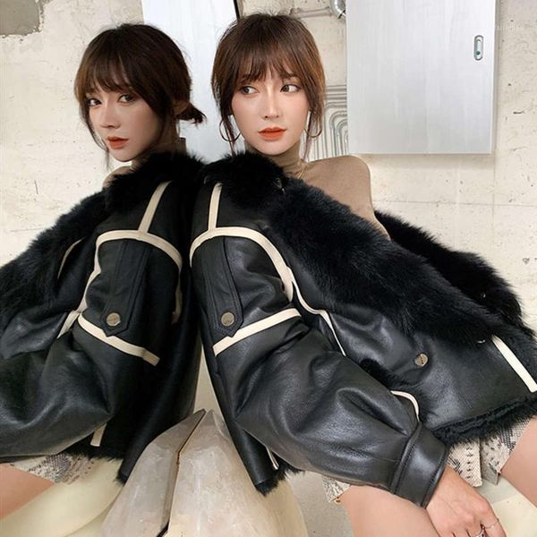 

sheepskin genuine leather jacket real overcoat woman winter natural fur coat women loose double face shearling big size1, Black