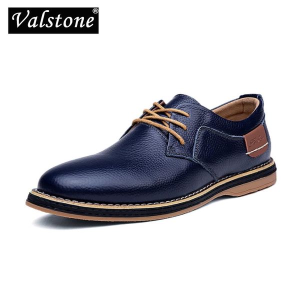 

valstone plus size leather men shoes spring breathable lace-up male footwear luxury casual flats business shoes for men black, Red;white