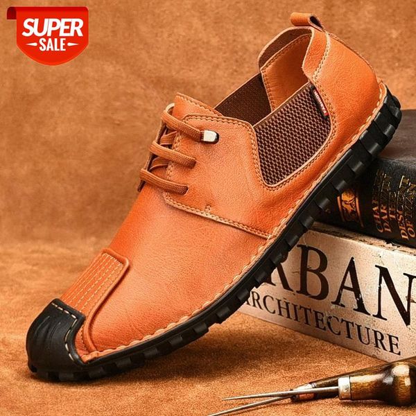 

2021 new split leather men walking shoes men office business flat loafers outdoor shoes driving car sneakers 38-46 #p81s