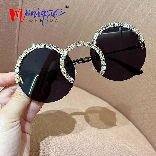 

sunglasses sunglasses round fashion 2021 rimless zircon vintage gafas yellow mens mujer luxury pink sol de women 2021 dghtf