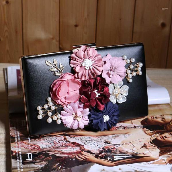 

evening bags gloig women fashion bridal handbags flower beaded party clutch pu ladies box case purse1