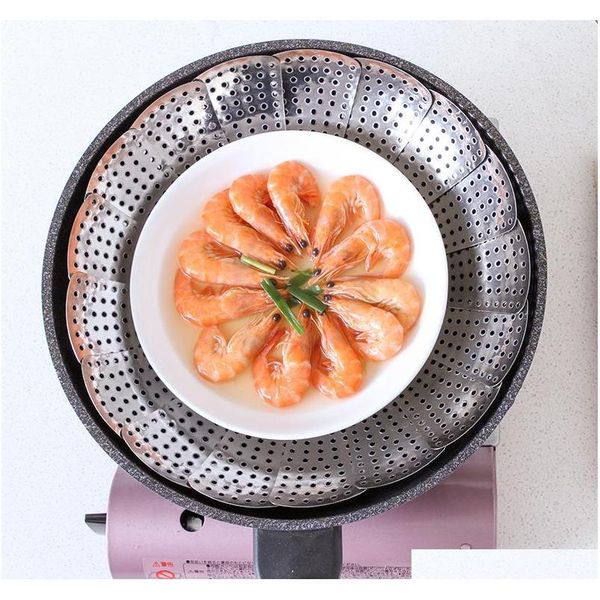 

expandable pannen kitchen tool s m l stainless steel folding dish steamer food basket mesh vegetable vapor cooker jlldmz mywjqq