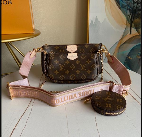 

2020 qualtiy three pieces multi pochette accessories wallets designer handbag genuine leather shoulder crossbody purses m44840 drop