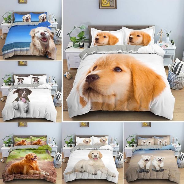 

3d printed cute puppy bedding set dog soft microfiber duvet cover and pillowcase