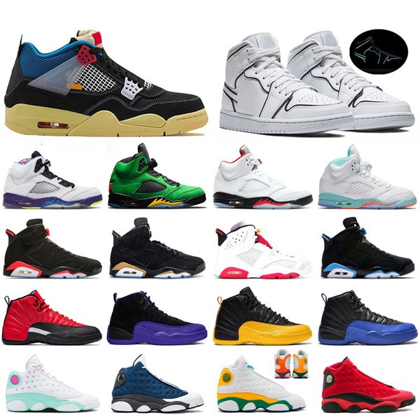 

1s high mens basketball shoes 4 neon black 6s smoke grey men women 11 12 flu game 13s hyper royal sneakers trainers outdoor, White;red