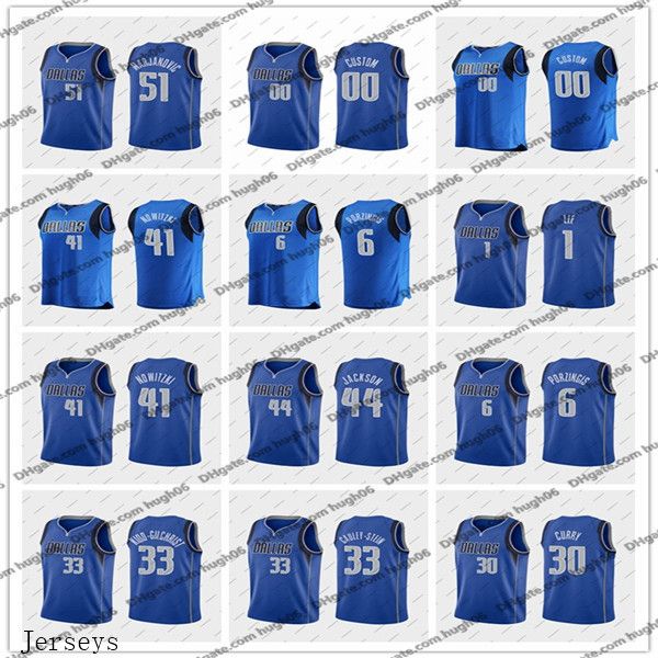 

men mavericks dallas marjanovic 41 nowitzki 6 porzingis 33 cauley stein basketball jersey boban dirk kristaps icon jersey, Black