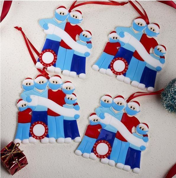 

name 2020 quarantine xmas hanging ornaments christmas diy tree decor personalized family of 3 4 5 6 with face mask hand8