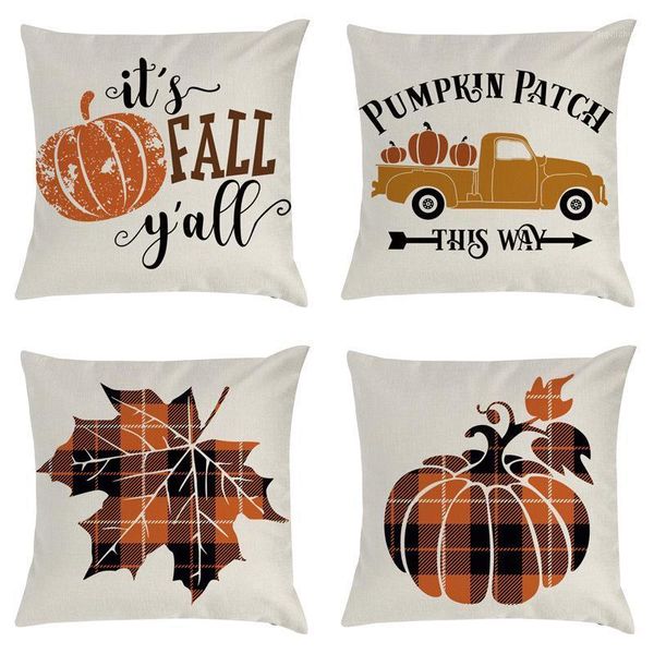 

1pcs thanksgiving decorative cushion cover pumpkin autumn harvest printed pillowcase cotton linen sofa car throw pillow cover1