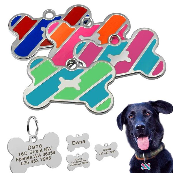 

dog tag custom pet bone name tags stainless steel dog collar accessories anti-lost puppy cat nameplate tag personalized sqcluj