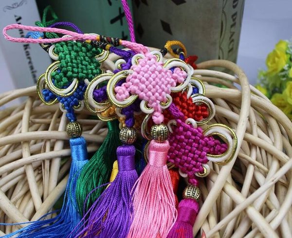 

factory multi-color auspicious chinese knot tassel high-grade keychain cellphone straps car handbag pendant jewelry deco