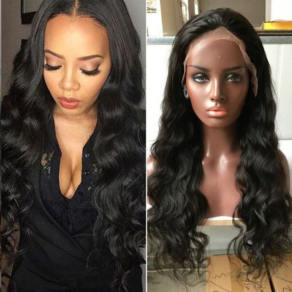 

full lace human hair wigs for black women brazilian human hair lace front human hair wigs body wave, Black;brown