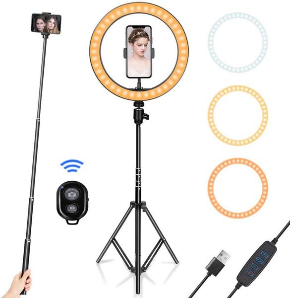 

flash heads 10inch pography led selfie ring light video dimmable usb lamp with 1.6m tripod stand for makeup youtube
