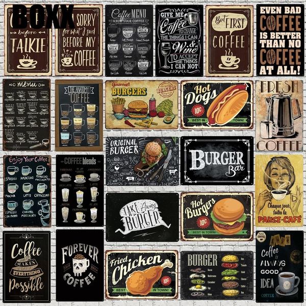 

chalkboard art coffee menu metal sign burger bar decorative signs wall kitchen cafe shop home art craft decor 30x20cm