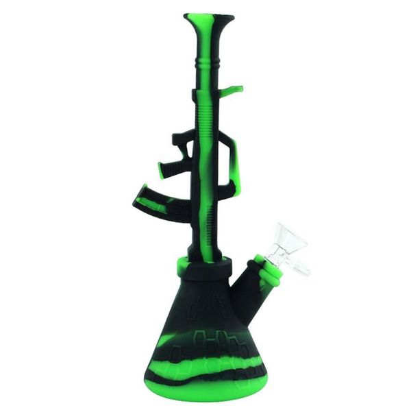 Nuova forma di mitragliatrice ak47 pipa ad acqua fumante infrangibile bong in silicone tubi di vetro shisha narghilè bruciatore a nafta tubo inebriante