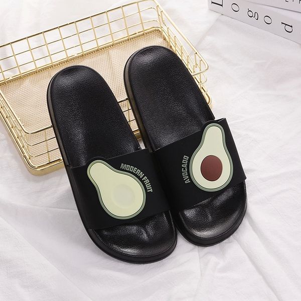 

2021 new summer home men slippers casual beach shoes non-slip bathroom slides flip flops couples fruit indoor slippers shoes #vt69, Black