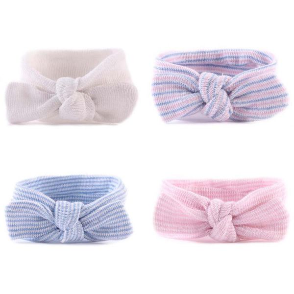 

newly design little girls ears elastic wave striped bowknot headband drop shipping 4 colors head wear, Slivery;white