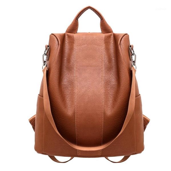 

new women anti-theft waterproof backpack pu leather large shoulder bag drop shipping1