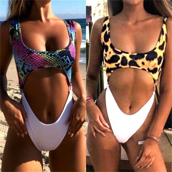 

women's one-piece swimsuit hollow out padded swimwear patchwork monokini push up bikini beachwear, White;black